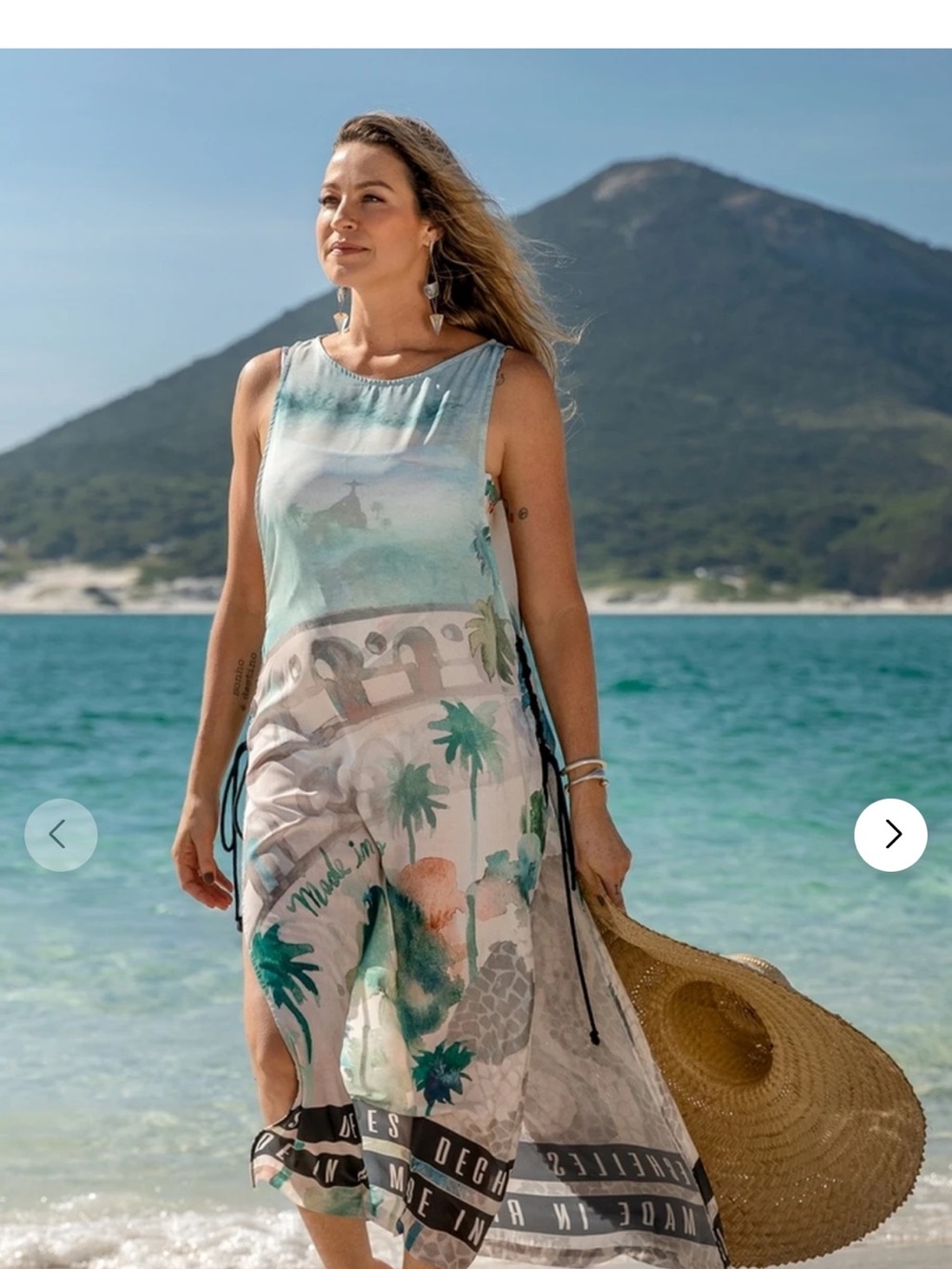 Dechelles Aqua Brazil  Watercolor Maxi Dress in Aqua & Teal - Picture 4 of 12